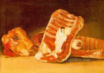 Francisco goya Painting - Naturaleza muerta con cabeza de oveja Romántico moderno Francisco Goya
